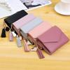 Brand Women Soft Leather Wallet Bag Small Tassel Card Holder Female Organizer Credit Card Case Zipper Coin Purse