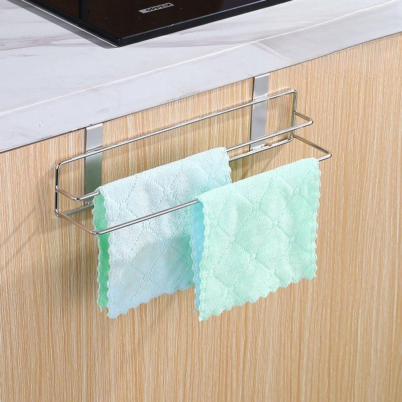 No-Drill Stainless Steel Kitchen Towel Rack - Wall Mount & Over Cabinet Door Organizer for Bathroom