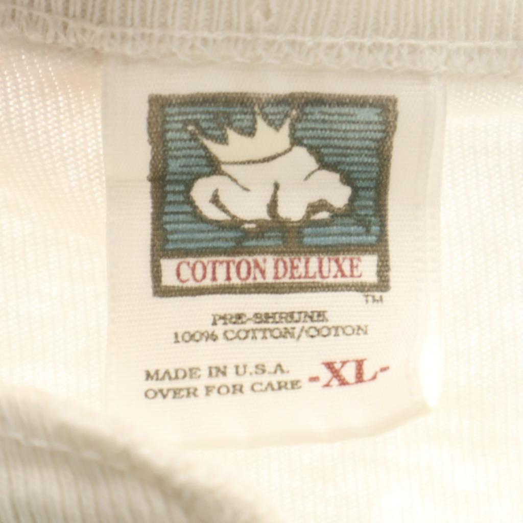 COTTON DELUXE 90s Made In USA Old Lizard Print Short Sleeve Henry Neck T-shirt Men's Used