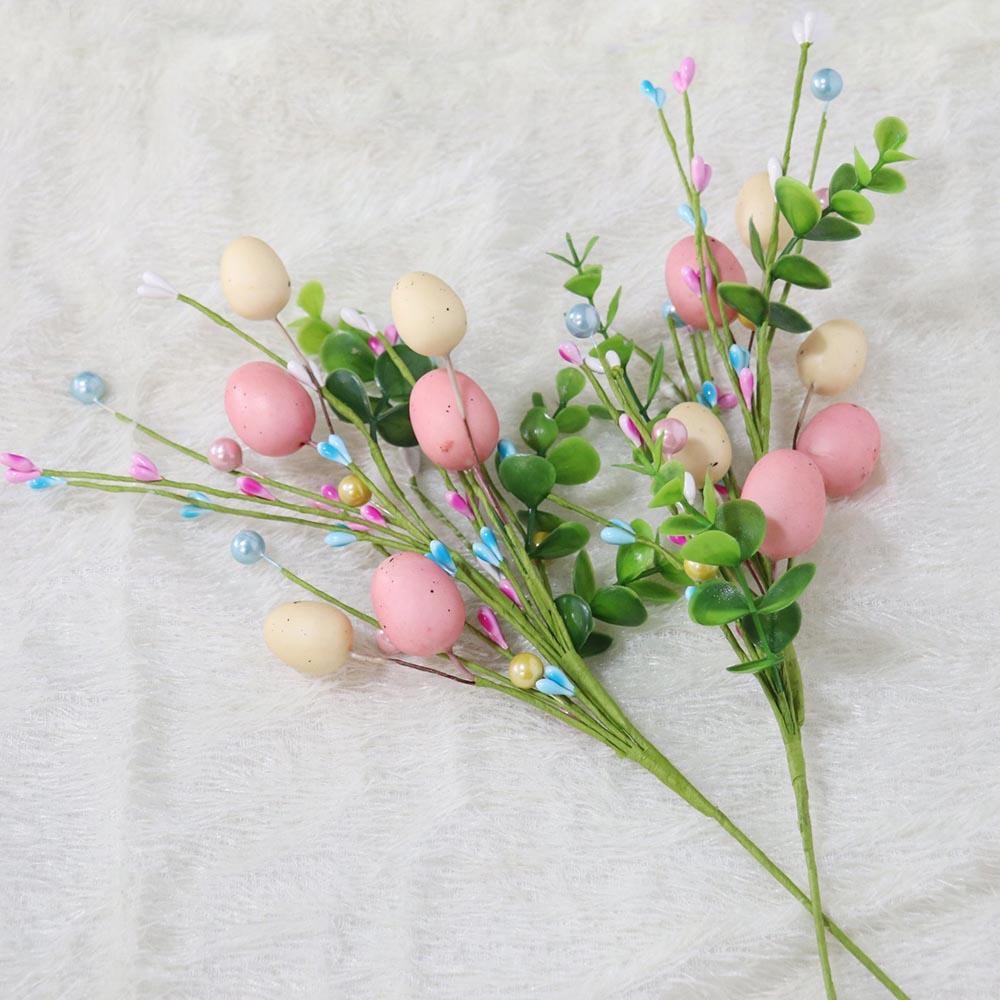 NEU Osterei Perlenblume Zweig Bunte Schaumeier Zweige DIY Sträuße für Osterparty Heimdekoration Frühlingsdekoration