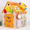 Early Education Blue Busy House Busy Board Wooden Montessori Unlocking Playing Music Concentration Training Teaching Children Toys