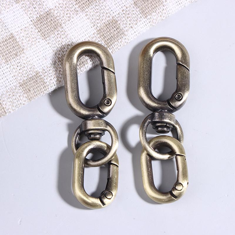 2 Peças Fecho Giratório Clipe Cabeça Dupla Metal Fechos Garra de Lagosta Para Fabricação de Chaveiros Acessórios para Artesanato DIY