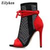 Fashion Eilyken Sexy Peep Toe Stiletto Heels Women's Sandals Party Zipper ANKLE Boots Club Strippers Shoes Sandalias De Mujer