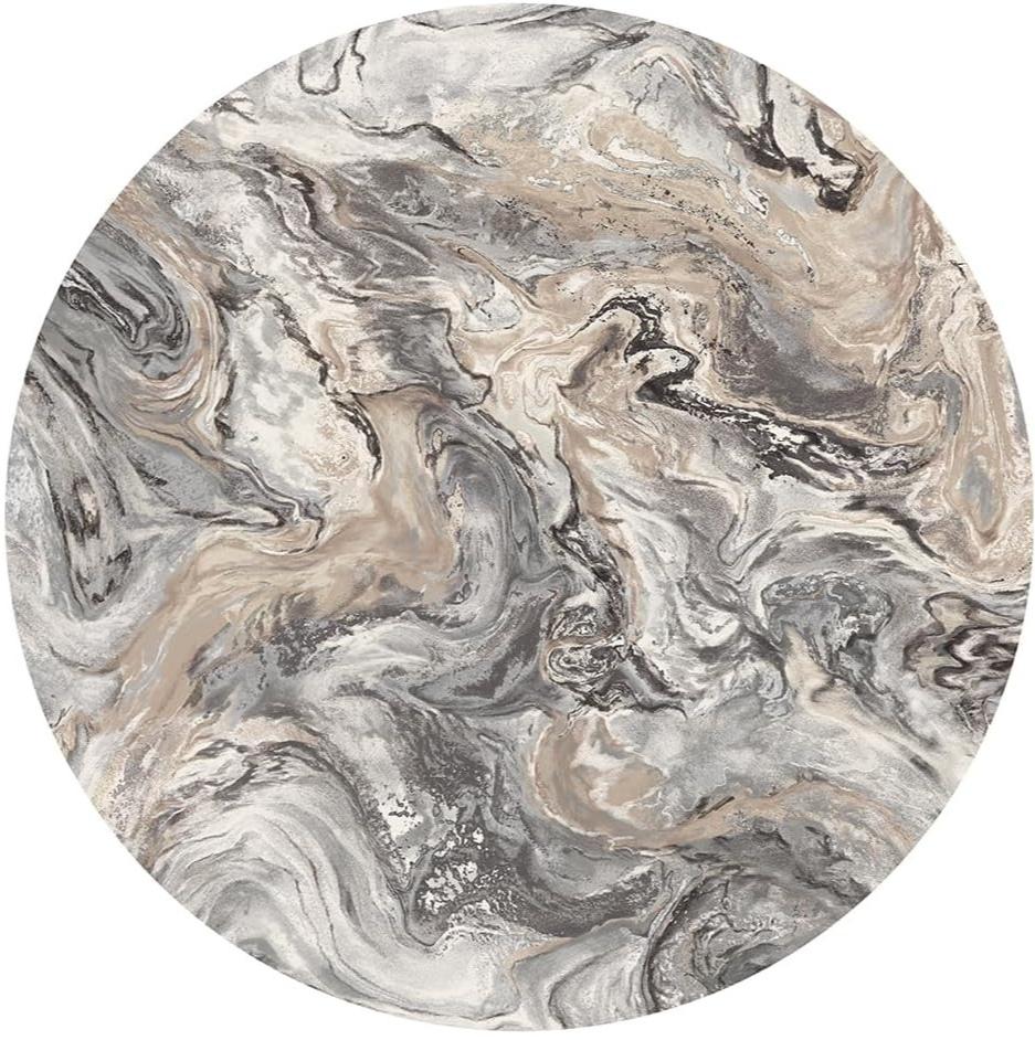 Runder Teppich mit Marmormuster, nordischer Stil, hochwertiger dekorativer Teppich, Wohnzimmer, Schlafzimmer, Sofa, Sessel, rutschfeste Fußmatte
