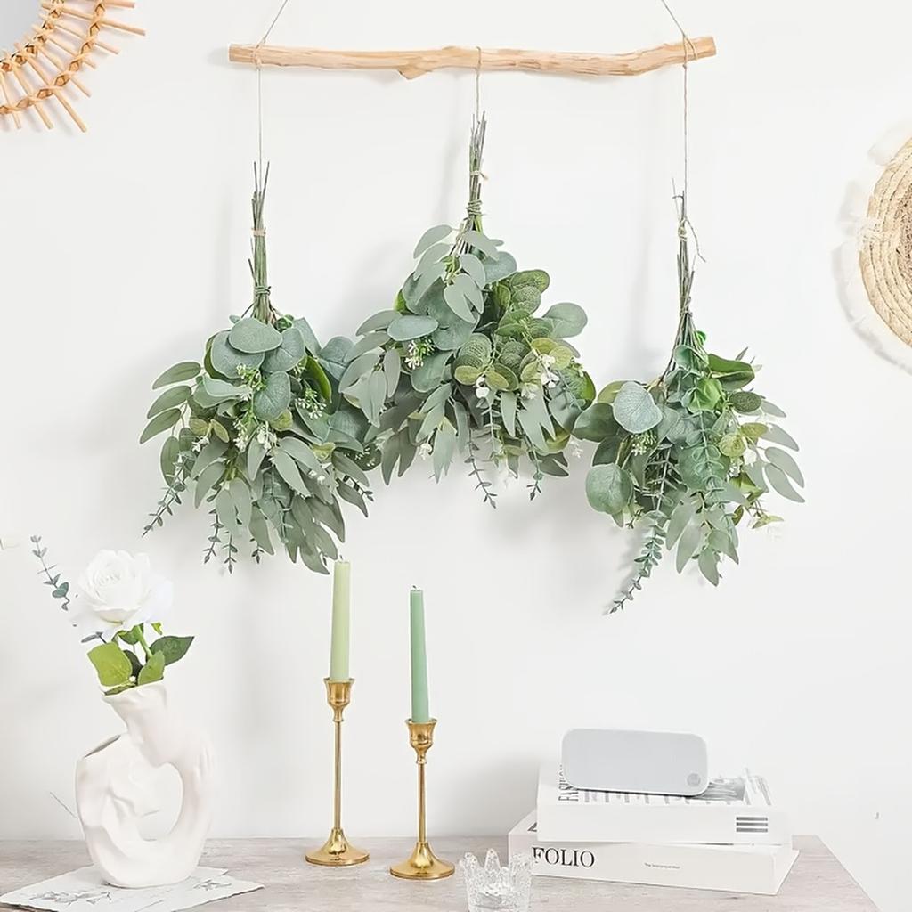 50 Piece Artificial Eucalyptus Leaves Set Faux Greenery Stems for Home Table Arrangements Wedding Party Vase Decoration DIY Projects