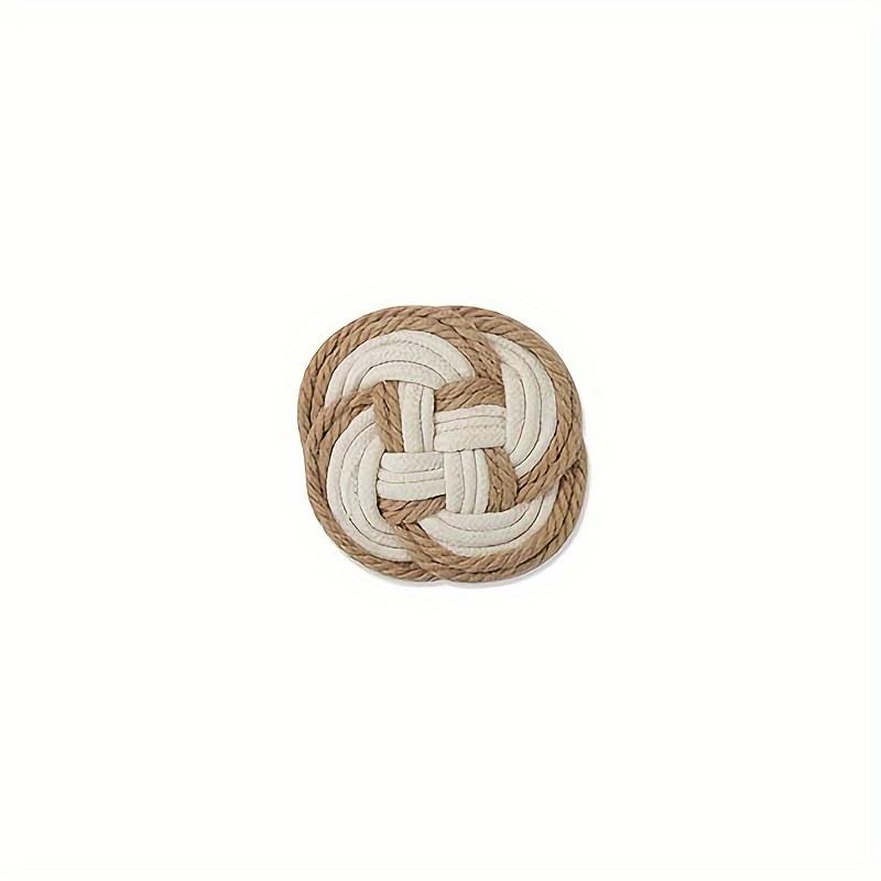 WTEMPO 1PC Handmade Heat Insulation Pad Mat Thread Jute Cross-woven Coaster Round Bohemian Style Placemat
