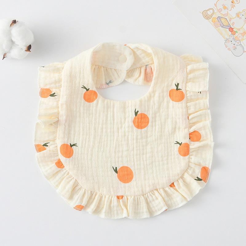 Ruffle Baby Drool Bibs: Pure Cotton Printed Lace Bibs