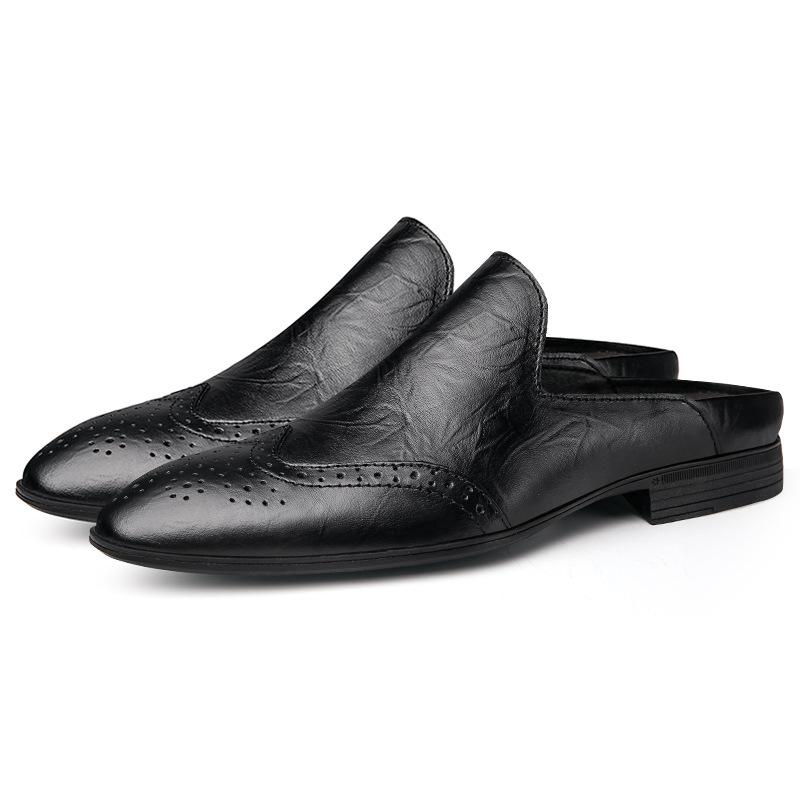 

Весенне-осенняя мужская обувь, повседневная кожаная обувь, мужские туфли из коровьей кожи с полупяткой, трендовая обувь на толстой подошве с низким верхом 47