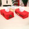 Christmas Tissue Box Cover Red Berries Leaves Belt Napkin Holder Case Decor Xmas