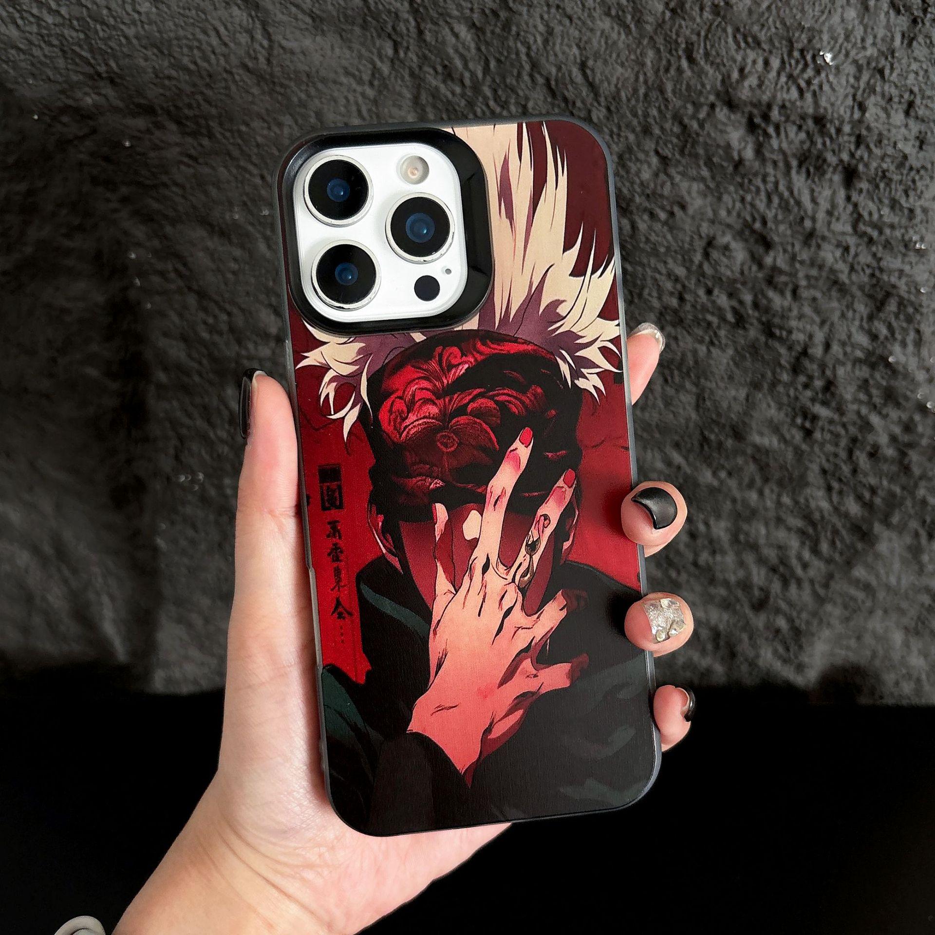 

Two-sided Sukuna iPhone Case: Suitable for iPhone 11, 7, 13, 14, 15, and 17 Pro Max. Anime Jujutsu theme, soft male design. iPhone 16E