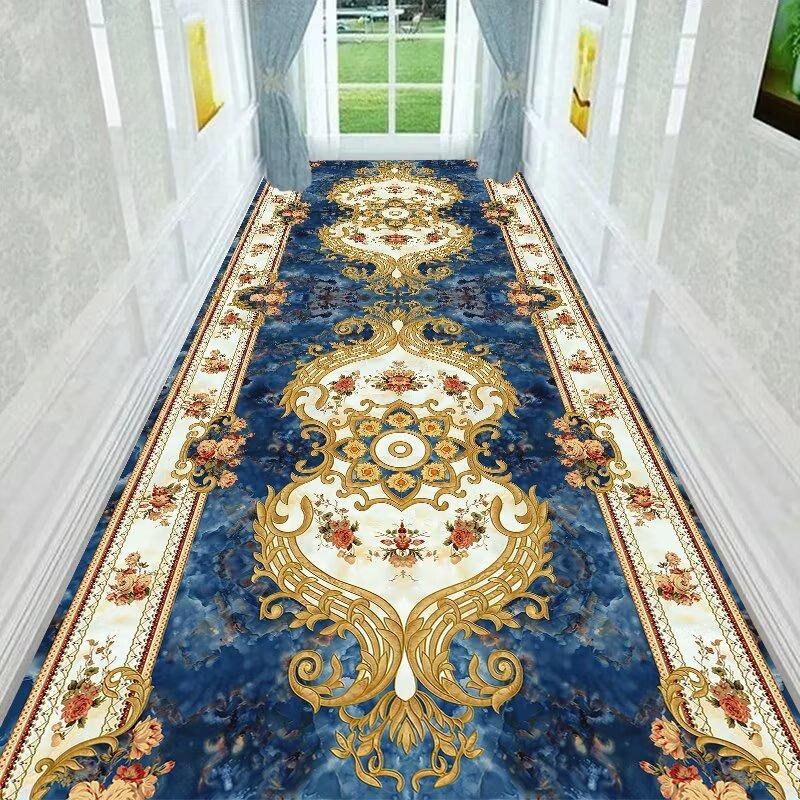 

Роскошный европейский ковер для длинного коридора, украшение гостиной, высококлассный ковер для прихожей, коврик для прохода в отеле, нескользящий, настраиваемый 160*200cm