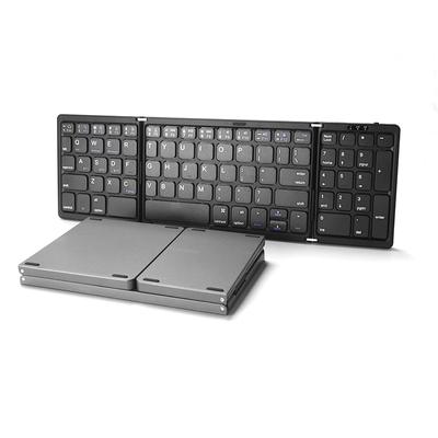 Tragbare dreifach klappbare Mini-Bluetooth-Tastatur, kabellos, faltbar, für iOS, Android, Windows, iPad, Tablet, mit Ziffernblock