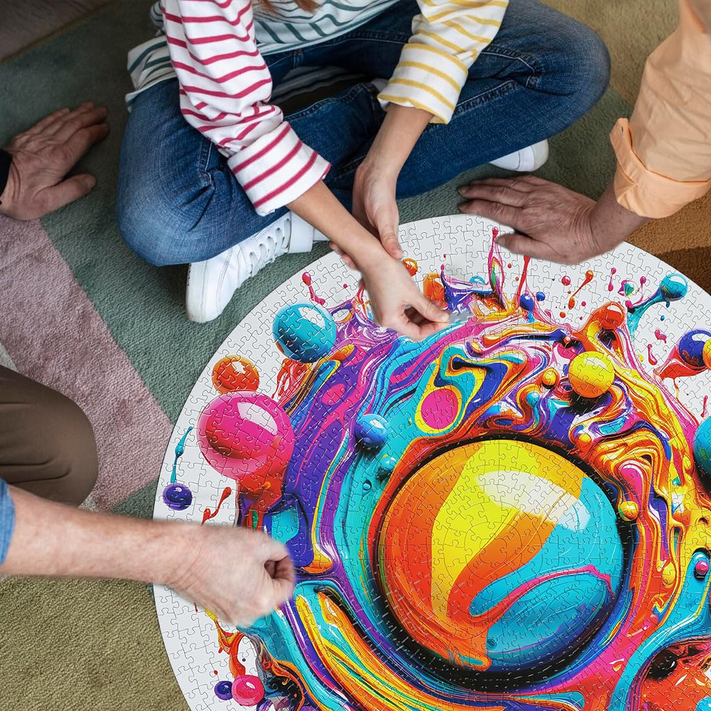 Bgraamiens Paint Splash - 1000 Piece Gradient Colorful Impossible Puzzle for Adults, Hard Challenge.