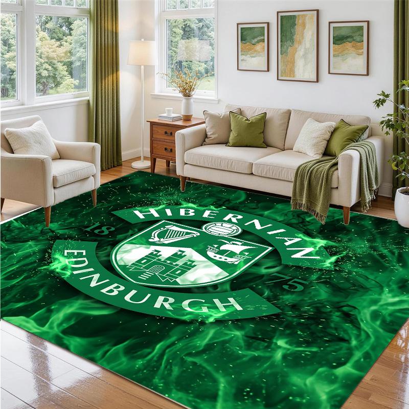 Hibernian FC Design Crystal Velvet Rug Soft Decorative Mat for Bedroom Entrance