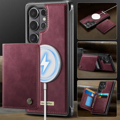 Etui S26 Ultra Luksusowy Odpinany Portfel na Karty Magnetyczny Skórzany Uchwyt na Karty z Funkcją Stojaka do Samsung Galaxy S25 Edge S24 FE S23 S22 Plus A54 A55 A56 A57 5G