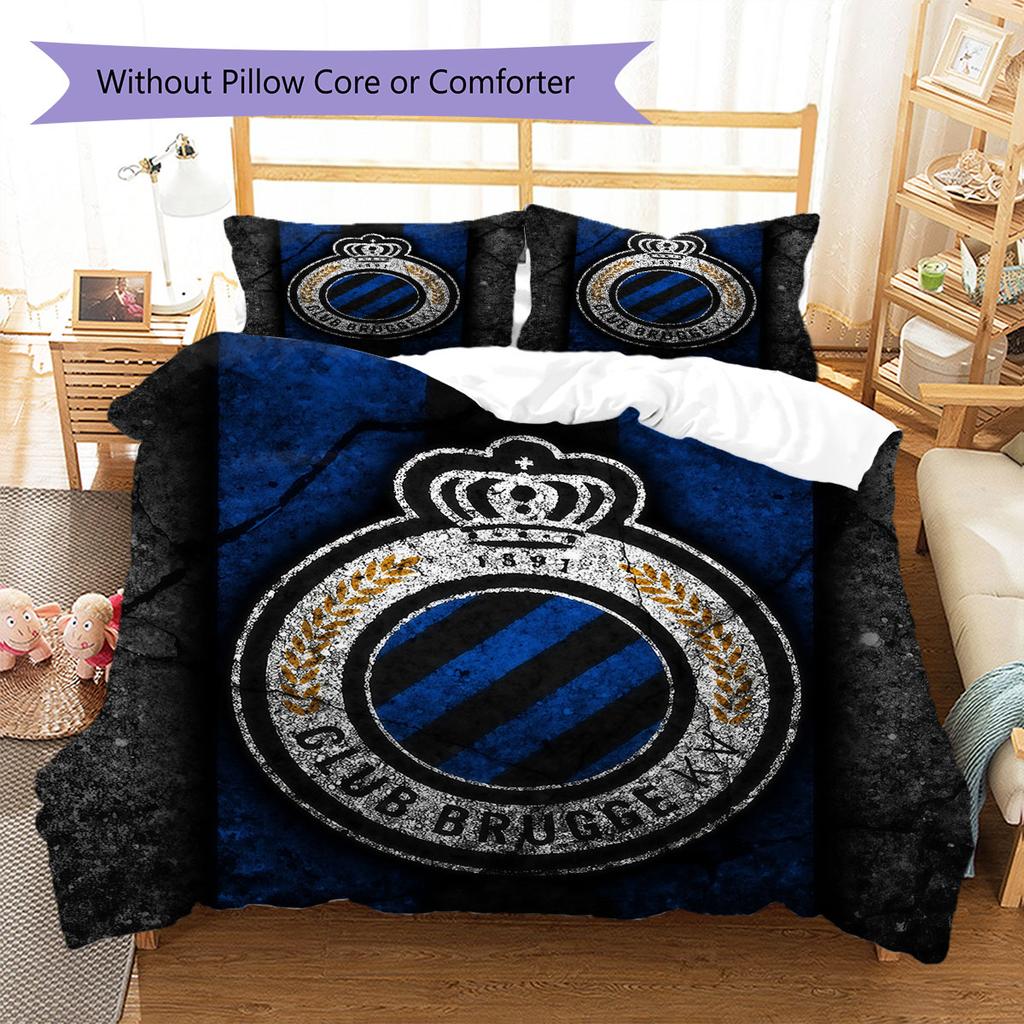 Club Brugge KV Pattern Bedding,Quilt Set Quilt Cover Pillowcase Home Birthday Gift(1 * duvet cover + 2 * pillowcase, without core)