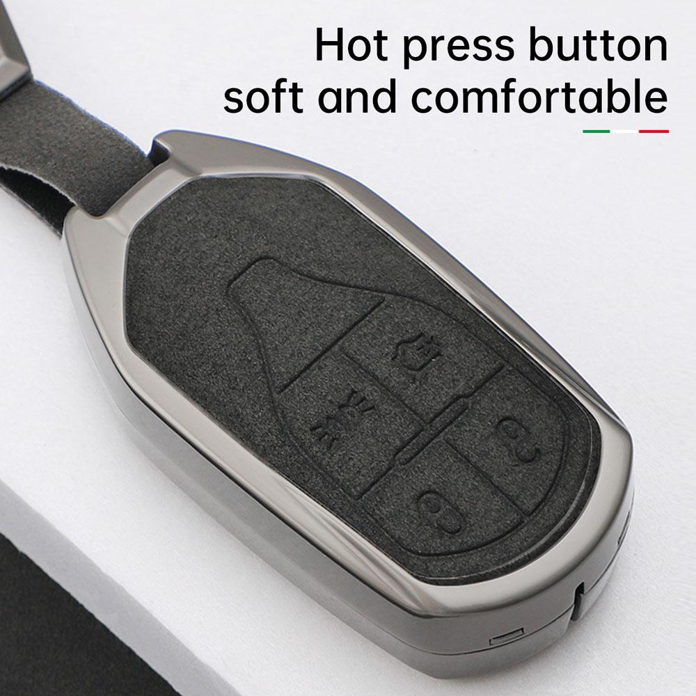 Zinc Alloy With Suede Leather Car Key Case Cover Bag For Maserati Ghibli     Levante Gt Quattroporte Accessories
