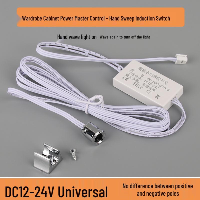 LED Strip Light with Induction Control for Wine Cabinets and Wardrobes, DuPont Interface, 12V Transformer Included