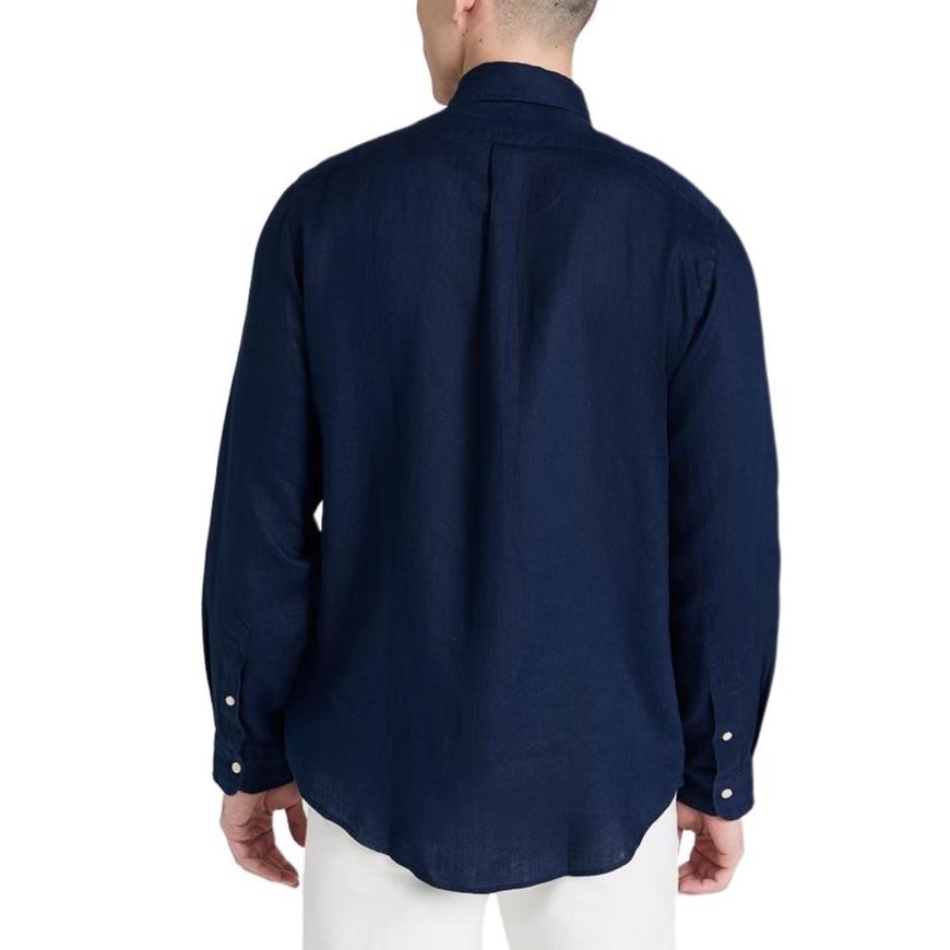 Polo Ralph Lauren Solid Logo Embroidered Point Collar Long Sleeve Shirt Men shirts Dark-Blue MNPOWOV16824139-410