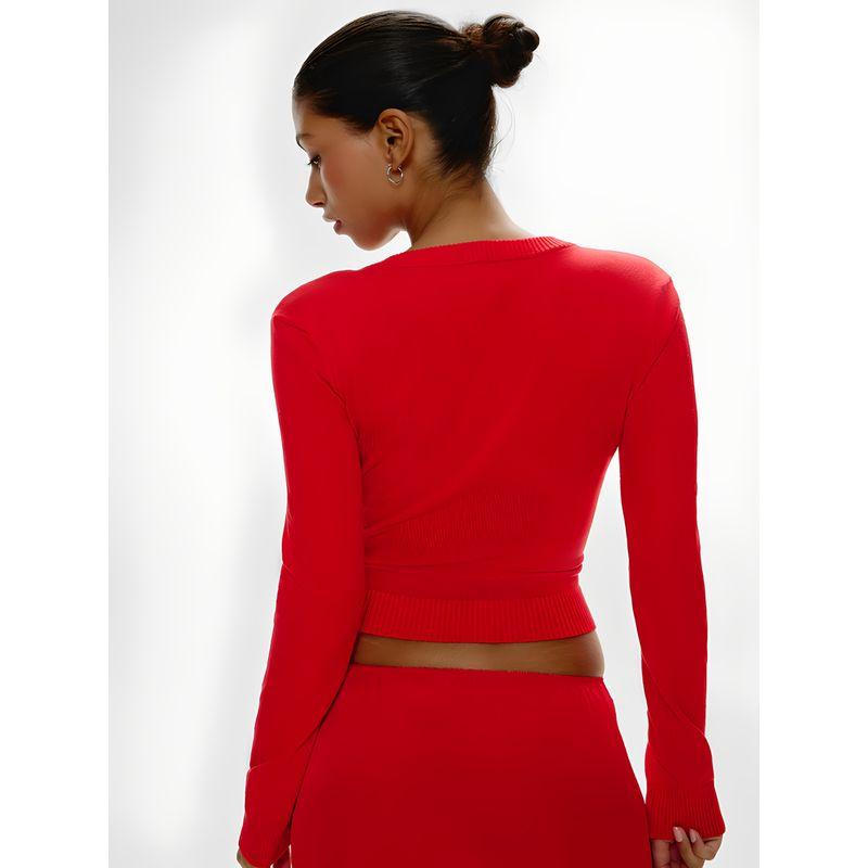Autumn Dopamine Frankies American Sexy Round Neck Minimalist Shell Button Knitted Cardigan Silm Short Top