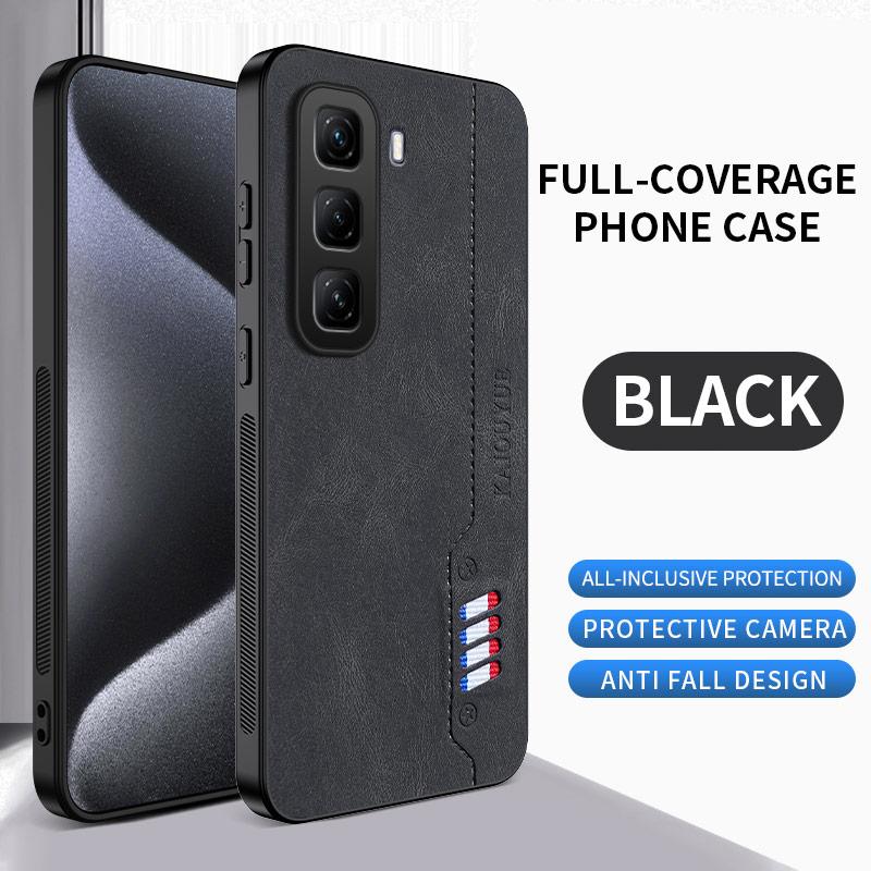 Stitching Color Retro Matte Leather Case For Infinix Hot 60 50 40 Pro Plus 60i 50i Full Cover Camera Protector Anti Slide Shell