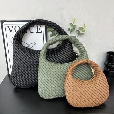 2026 Grenzüberschreitende modische gewebte Damentaschen, tragbare Umhängetaschen, Mini-Clutch-Taschen mit Rindslederstruktur, Großhandel für Echtleder-Taschen