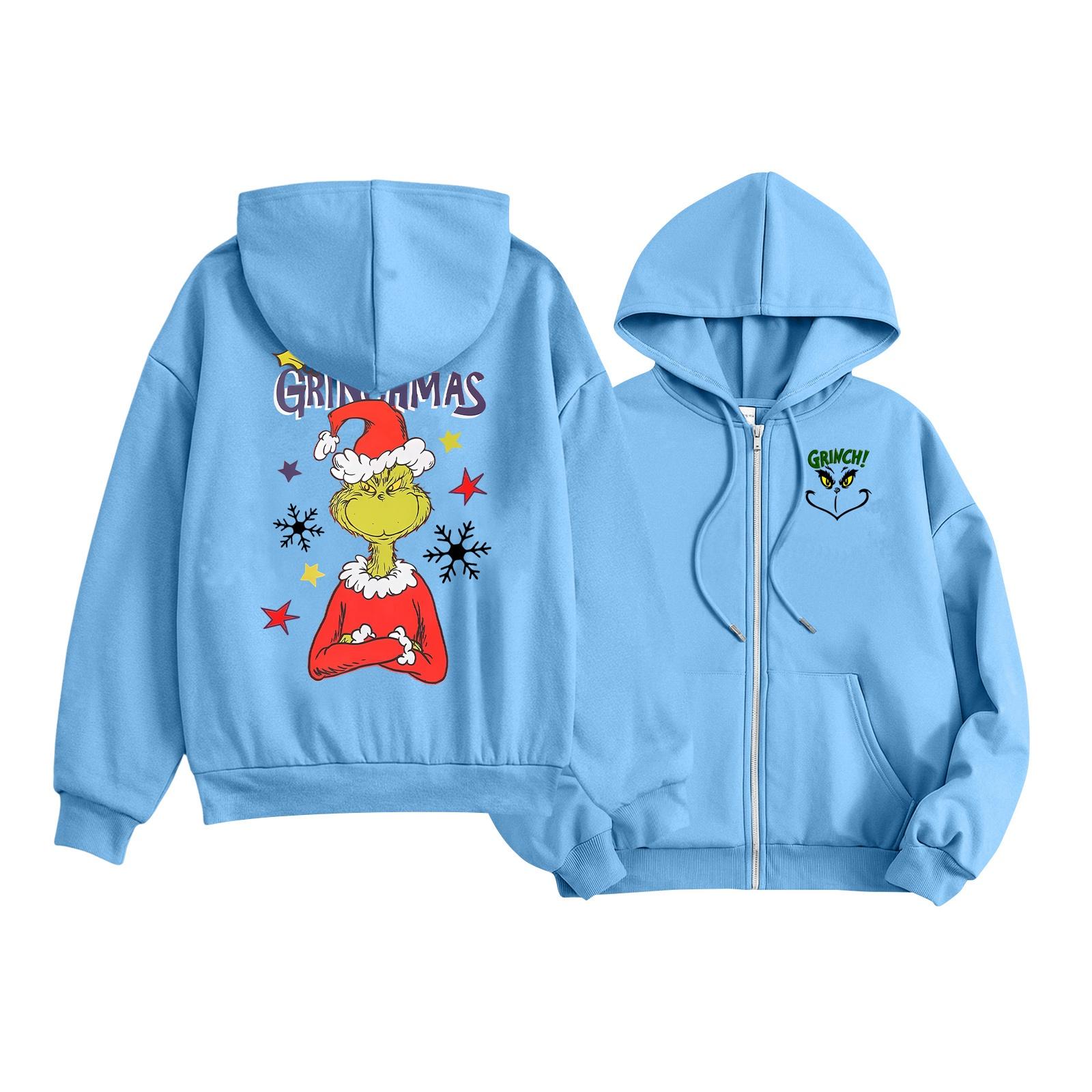 

Kids Fashion Lightweight Long Sleeve Zipper Hoodie Christmas Printed Hoodie With Pockets 130