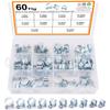 60Pcs Galvanized Mini Throat Hoop Clamp Hoop Set, Auto Hose Hose Clamp Fuel Pipe Clamp