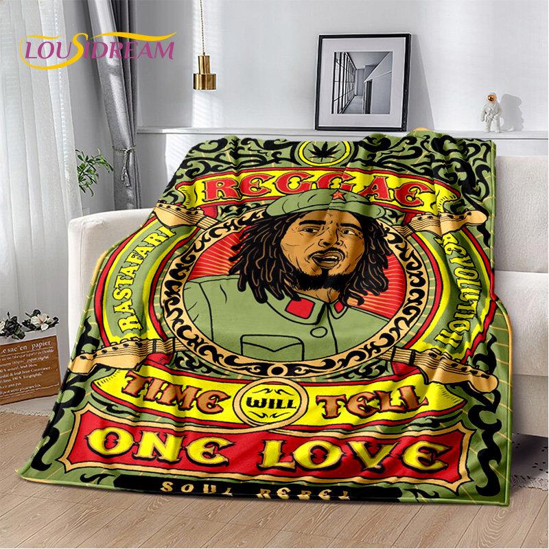 Bob Marley Reggae Music Jamaican Maple Leaf Plush Blanket,Flannel Blanket Throw Blanket for Living Room Bedroom Bed Sofa Picnic