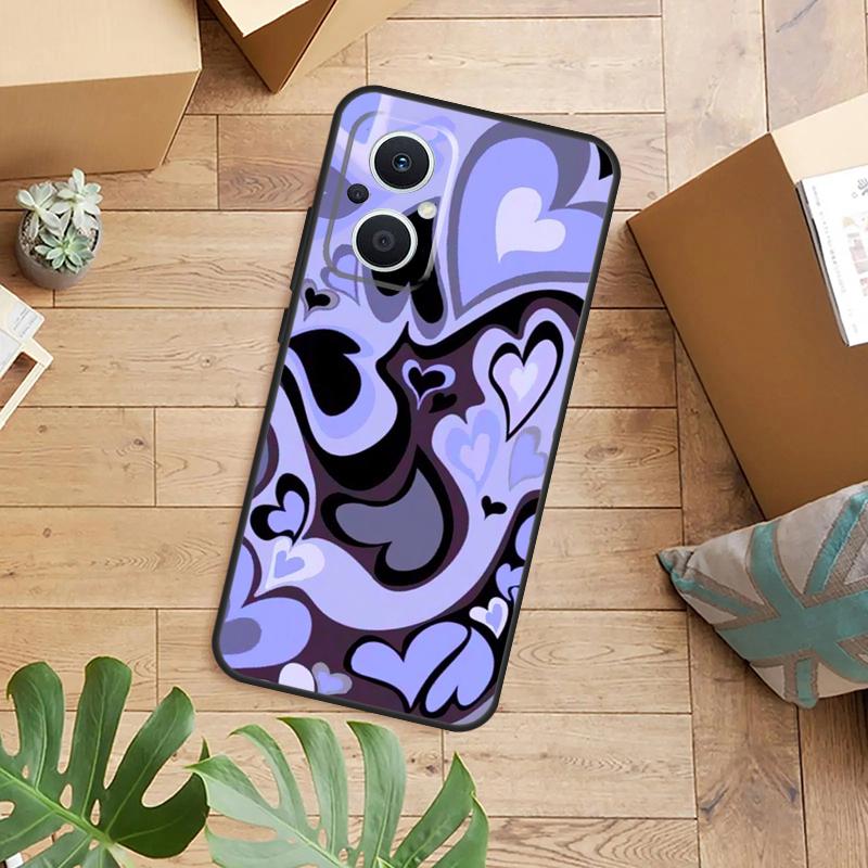 Brown Purple Hearts Swirl Pattern Phone Case For OPPO Reno 14 13 11 12 F 10 Pro 8T 7 8 Lite OPPO Find X8 X6 X5 X9 Pro Cover