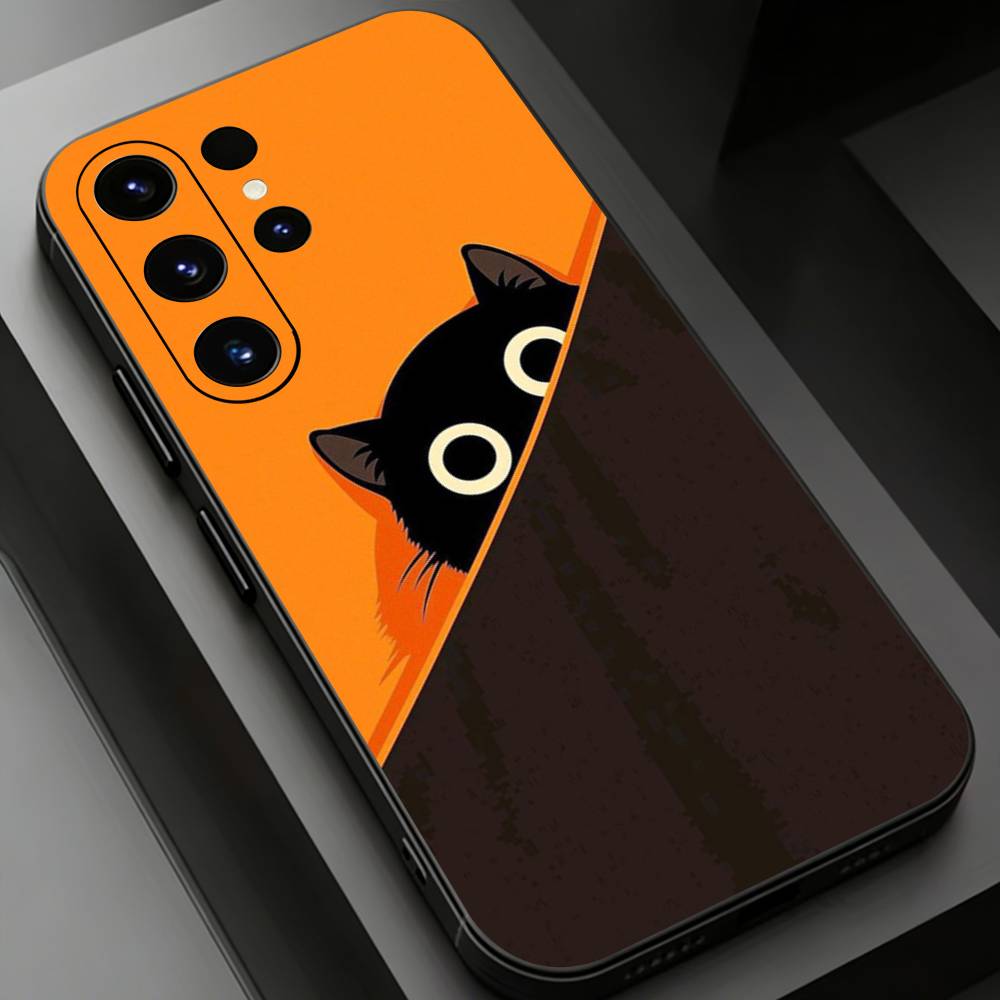 Schwarze Katze Handyhülle für Samsung Galaxy S24,25,26,23 22,21,S20 Plus Ultra FE weiche Hüllen
