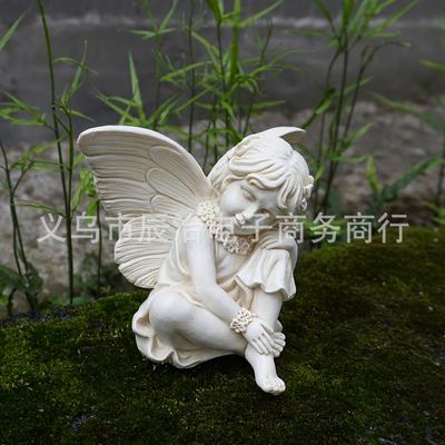 Estátua de anjo menina rosto fofo estátua de arte criativa em resina coleção para casa decorações de jardim ao ar livre