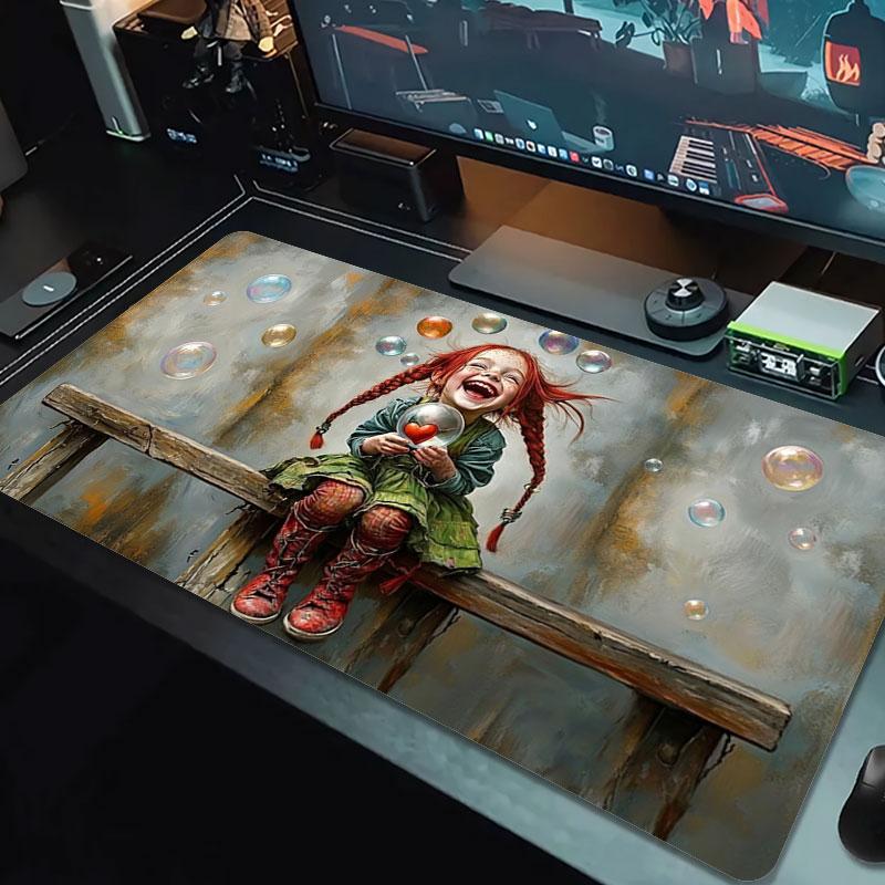 Pippi Longstocking Large Size Mouse Pad Large Gaming Table Cushion Non-slip Laptop Tablet Big Mousepad XXL Mat Mini PC Playmat With Lock edge
