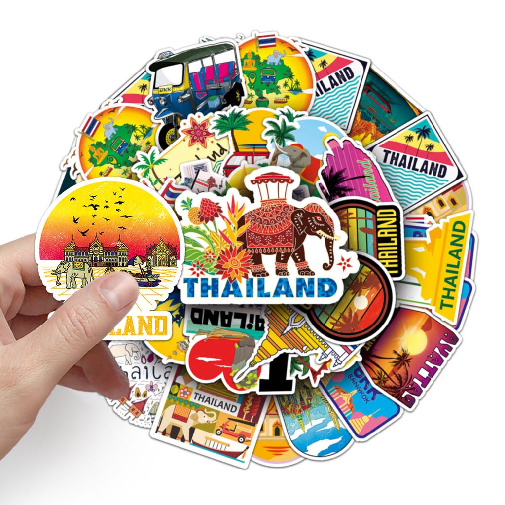 50 Pieces Thai Scenery Graffiti Stickers - Personalized Creative Gukha Decals for Cross-Border Outdoor Travel, Phone Cases