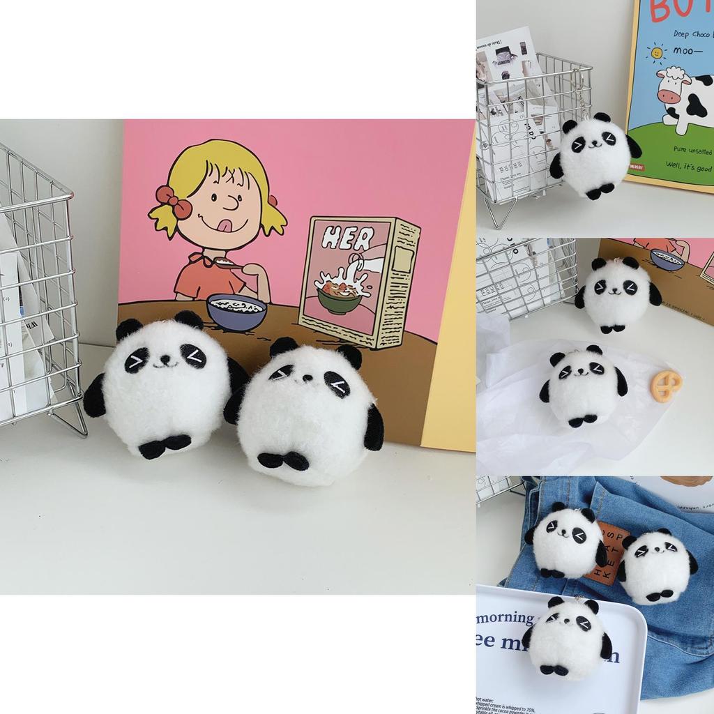 Adorable Panda Plush Toy Keychain Cute Black And White Stuffed Animal Bag Charm