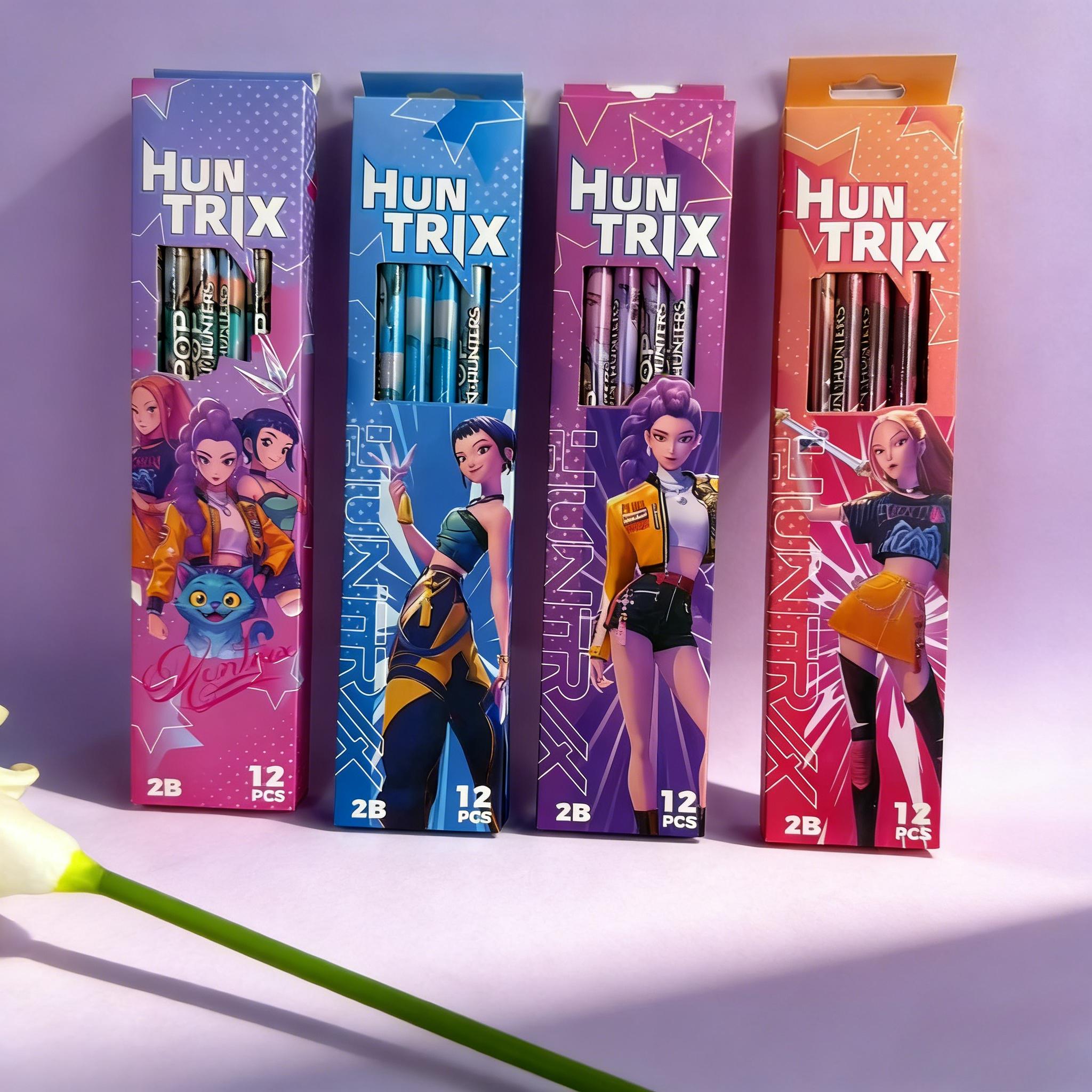 

Popular anime Kpop Demon Hunter Huntrix 12pcs 2B Pencils Wooden Graphite Sketching Pencil Collection Smooth Writing Fit designed for Drawi -A3099
