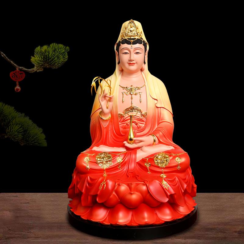 Home Angebote von Buddha-Statuen Farbige Harz Kunsthandwerk Nanhai Guanyin Bodhisattva Home Buddha Hall Dekoration