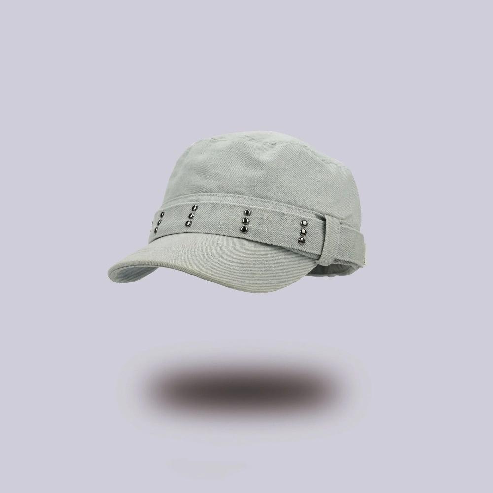 

Y2k Peaked Cap Rivet Cadet Cap American Flat Top Hat Streetwear Style 4