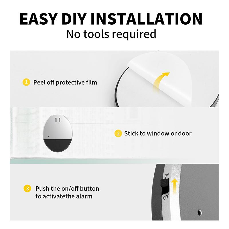 Trådlös dörr- och fönstervibrationssensorlarm 130dB Glasbrott Anti-stöldsensor, Enkel installation för hemsäkerhetsskydd