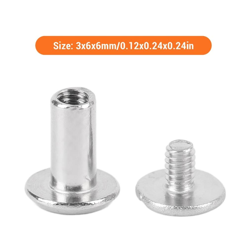 50set Silver Color Binding Screws Stainless Steel Stud Bolts Snap Rivets  For Leather Decoration