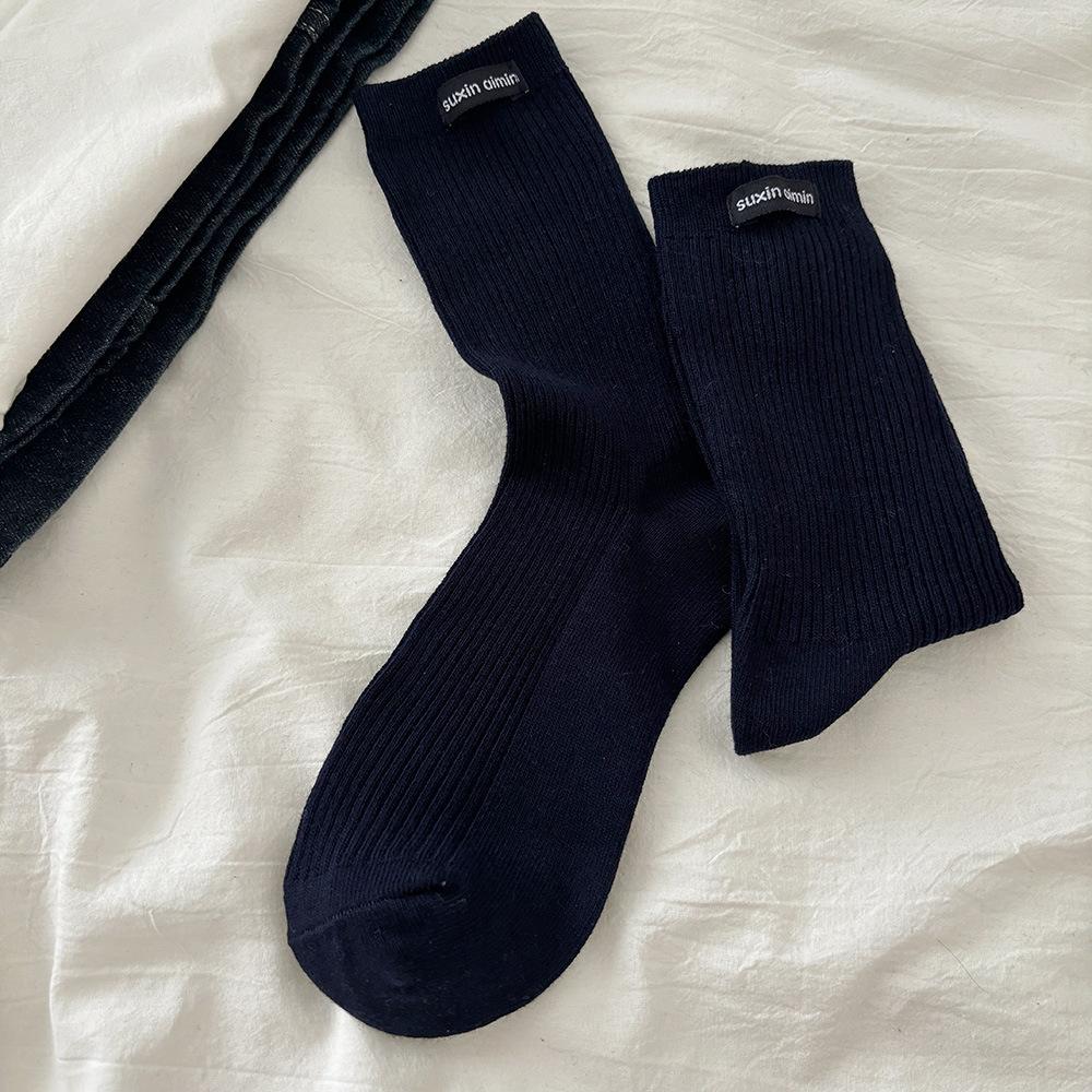 

Socks women s miu series cloth label autumn and winter tube socks trend fashion blogger with the same ins stacking socks one size fits all