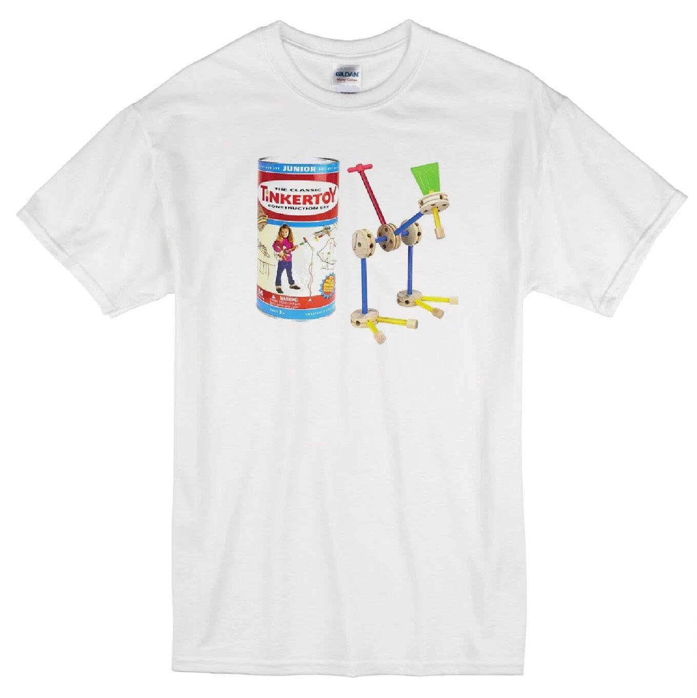 

TINKER TOYS RETRO BUILDING PLAYTHING CONSTRUCTION SET BUILDER WHITE T-shirt M