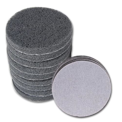 10-Pack Nylon Scouring Pads, Cleaning Cloths, Scrub Pads, 125mm/5" Diameter, Green, 240#, Red, 400#, Gray, 1000 Grit, Nylon Scrub Pads (Gray - 10-Pac