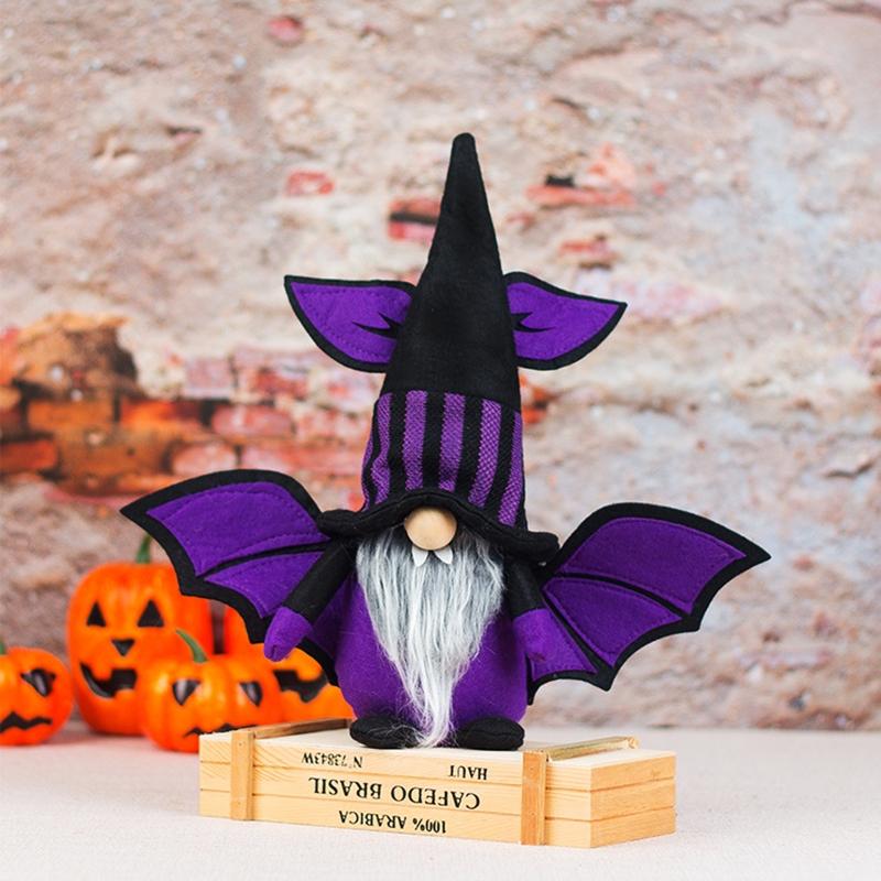 Halloween Gnome with Bat Wing Spiders Hat Plush Ornaments Halloween Table