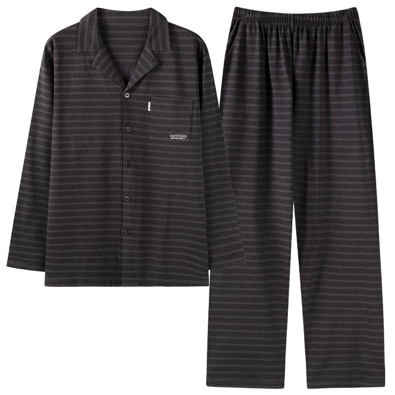 Pajamas Men'S Spring And Autumn Autumn Cotton Long Sleeve High-End Loungewear Men'S Casual Suit