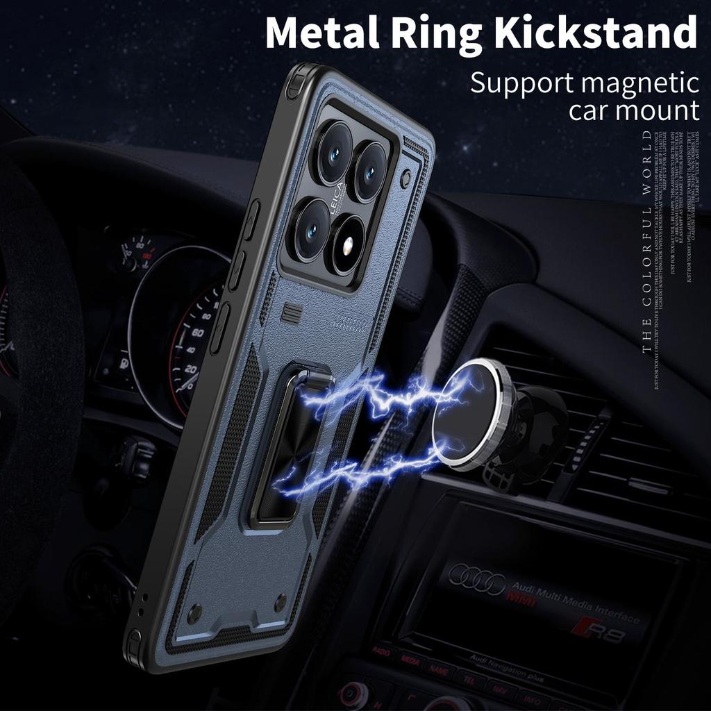 For Xiaomi 14T Pro Case/Mi 14T 5G Shockproof Magsafe Phone Case Car Magnetic Bracket Protective Cover TPU+PC