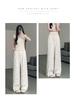 Women's Floral Spring Wide-Leg Sweatpants: High-Waist, Loose, Casual, Straight-Leg Pants