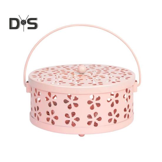 

Держатель для благовоний с крышкой-ручкой, портативный, для использования в помещении и на открытом воздухе, подвесной, огнестойкий, круглый, металлический, отпугивающий, спиральный, для благовоний розовый