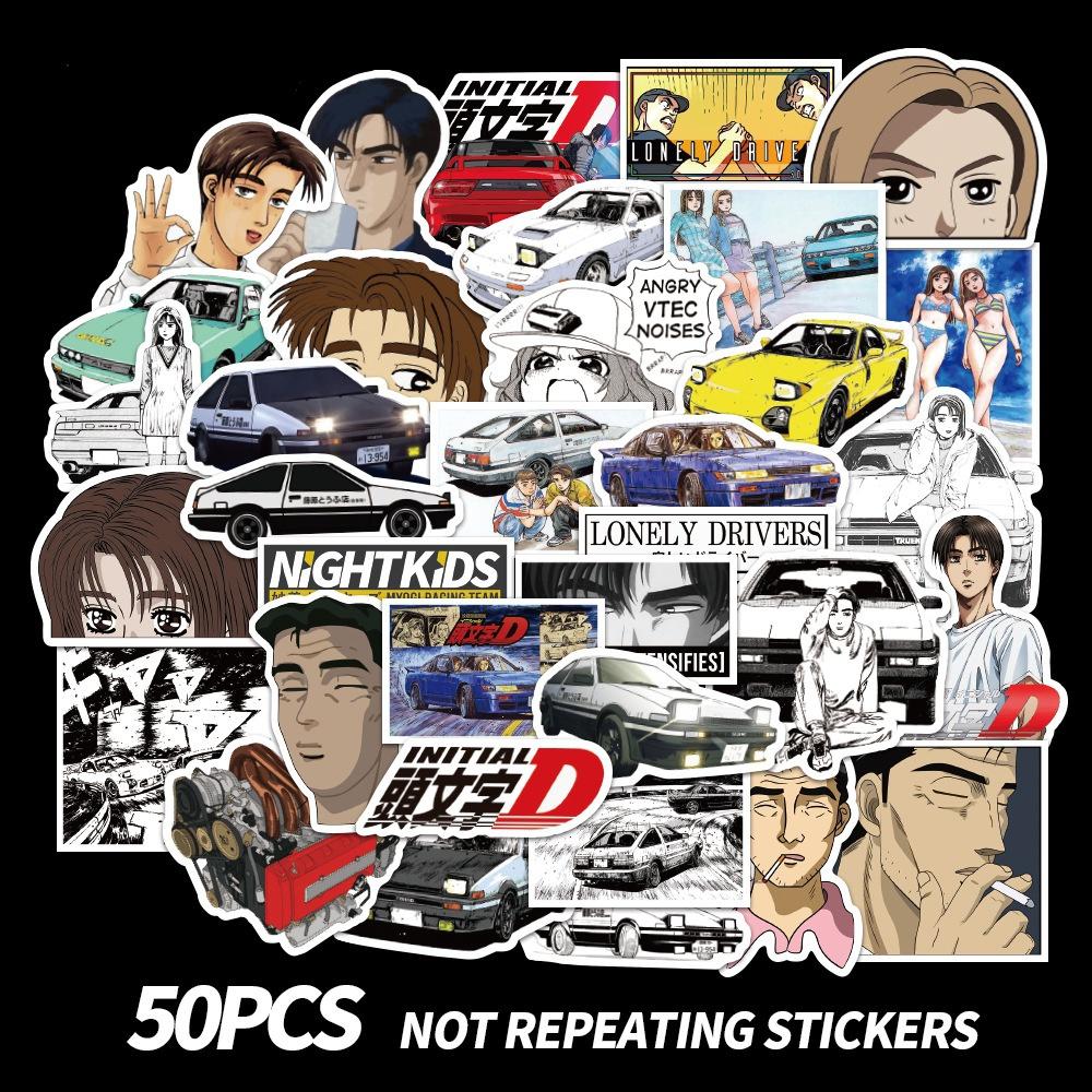 

10/50Pcs Initial D Stickers Graffiti Stickers for DIY Luggage Laptop Skateboard Motorcycle Bicycle Stickers 10pcs