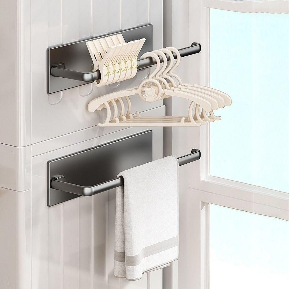 Wall Mounted Roll Paper Storage Rack Space Saving Towel Bar Rack Cling Film Storage Rack  Bathroom